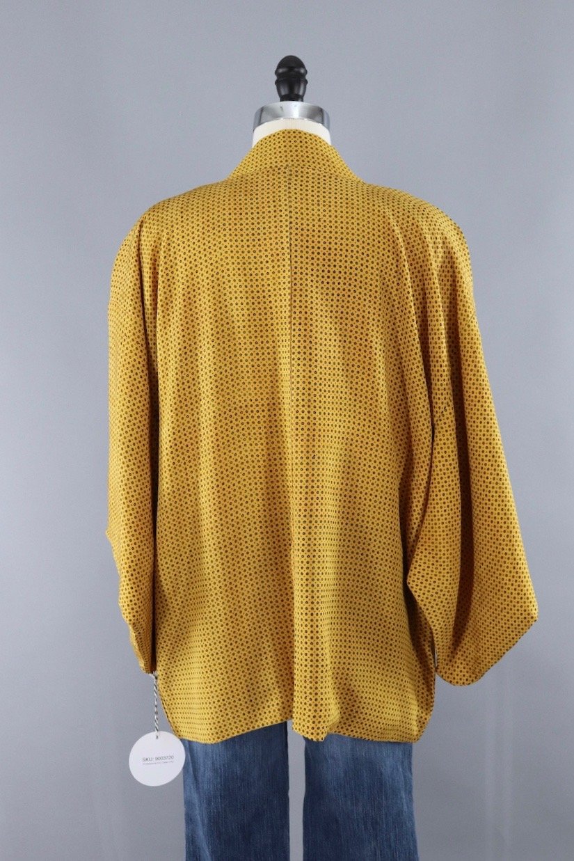 Silk Kimono Jacket / Golden Yellow Dotted Print – ThisBlueBird