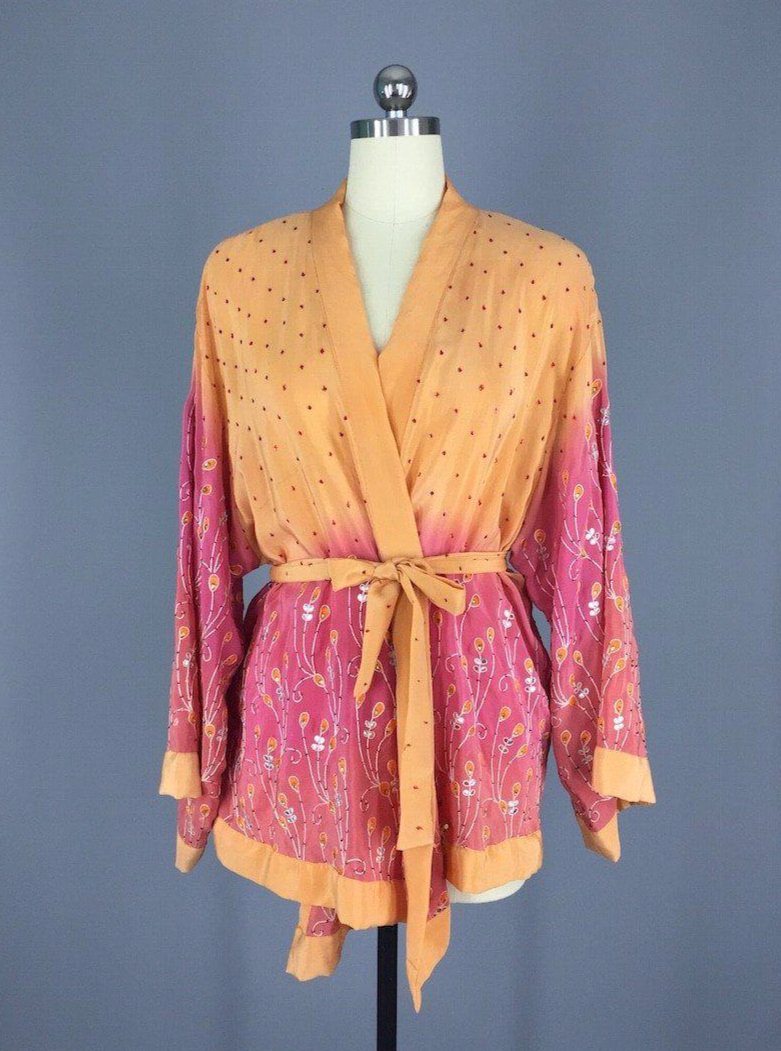 Silk Sari Kimono Jacket / Apricot Ombre – ThisBlueBird