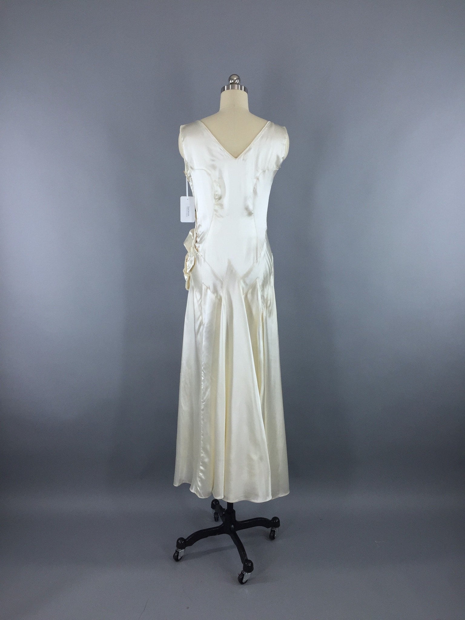 Vintage 1920s Wedding Dress / White Satin Bridal Gown