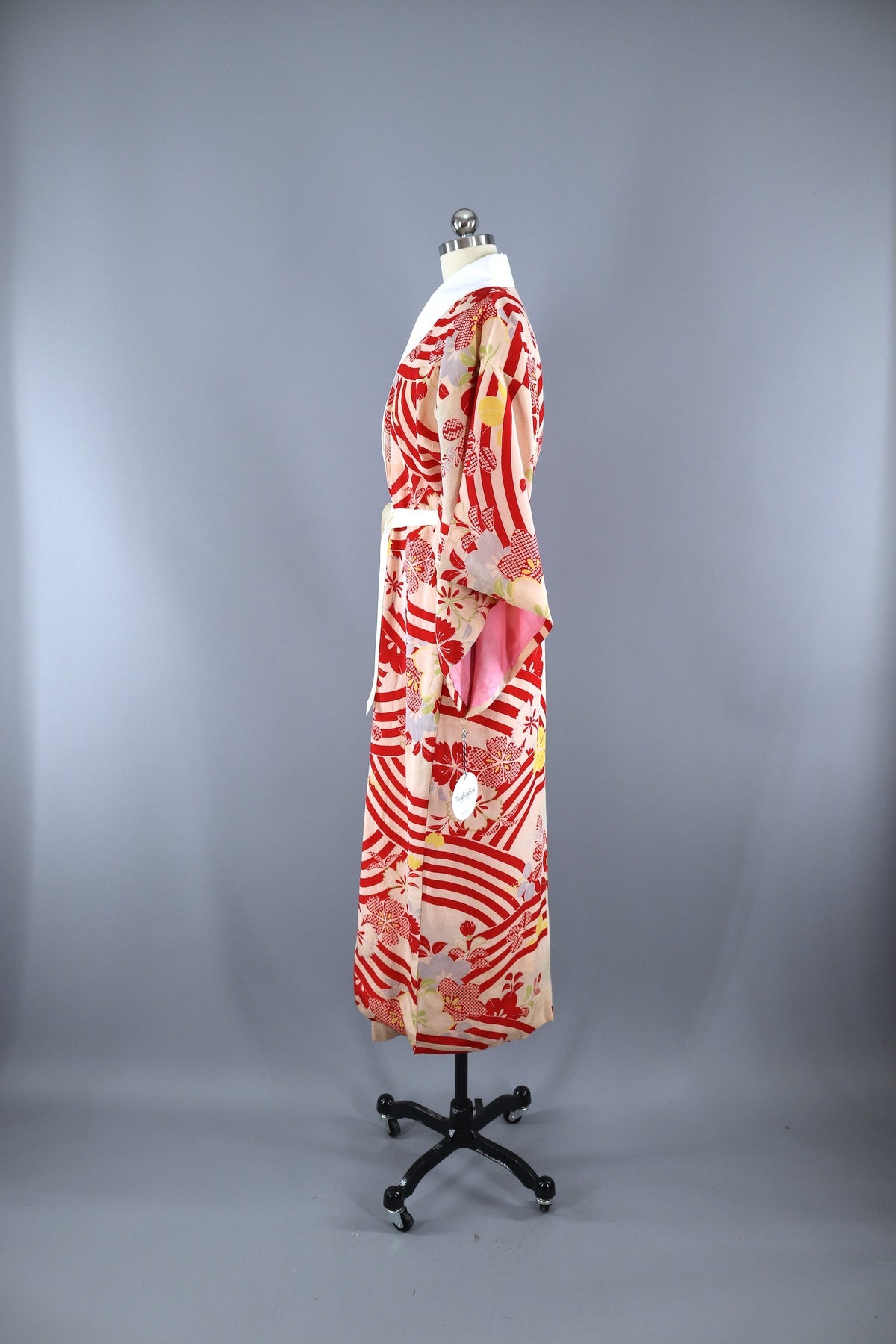 Vintage 1930s 1940s Silk Kimono Robe / Red Ivory Stripes – ThisBlueBird