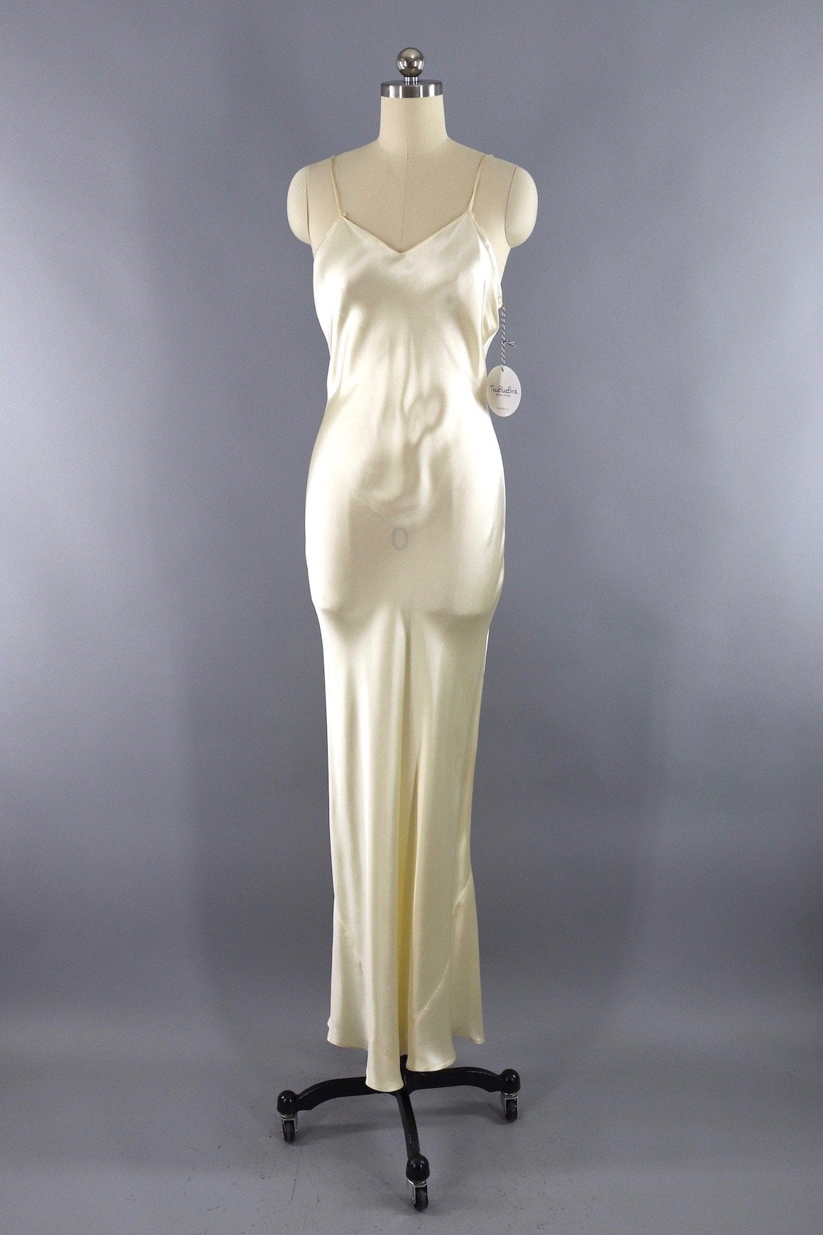 ivory satin slip dress