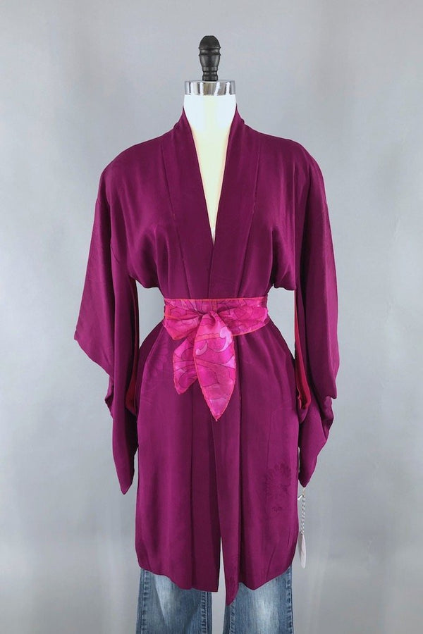 Vintage 1930s Magenta Purple Kimono Cardigan
