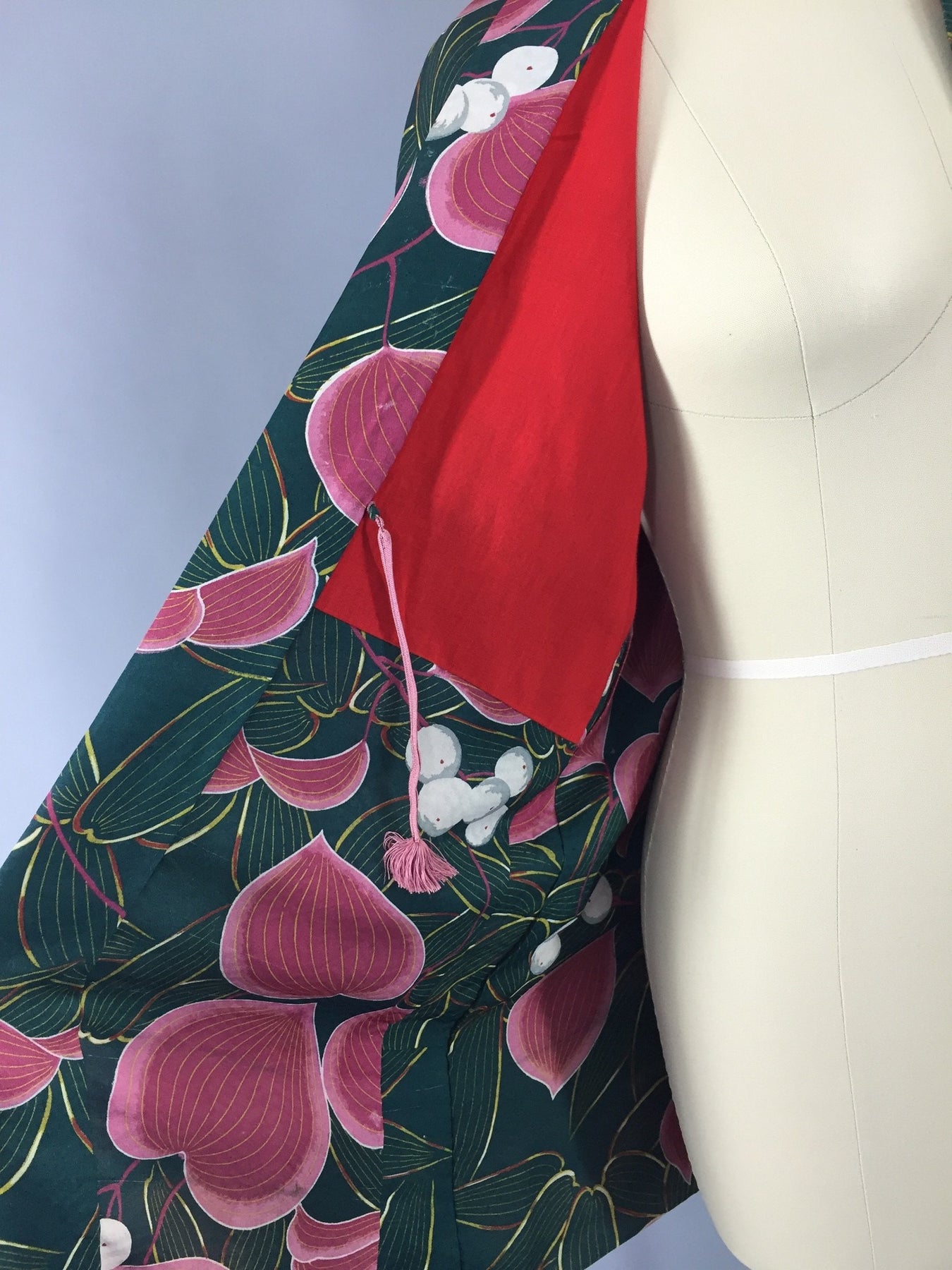 Vintage 1930s Silk Haori Kimono Cardigan / Art Deco Green & Pink Flora ...