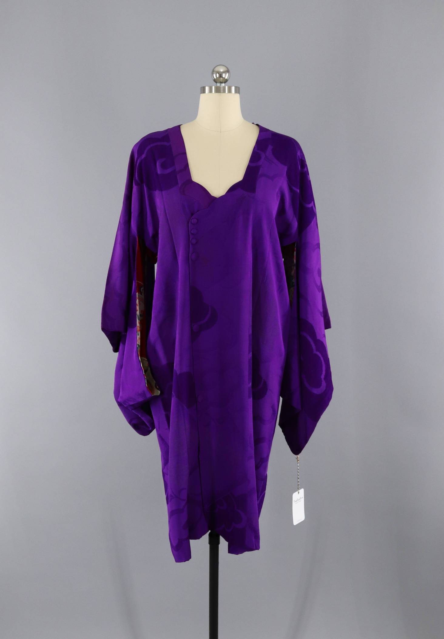 Vintage 1930s Silk Kimono Jacket Cardigan Michiyuki / Royal Purple Flo