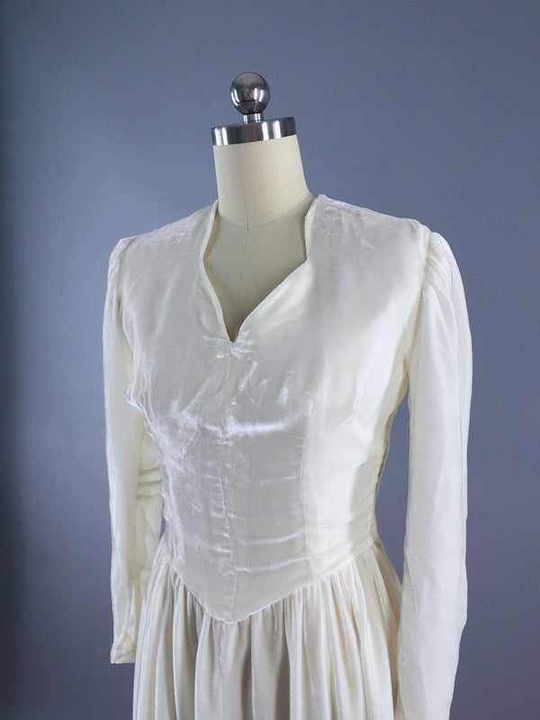 Vintage 1930s Silk Velvet Wedding Dress ThisBlueBird 