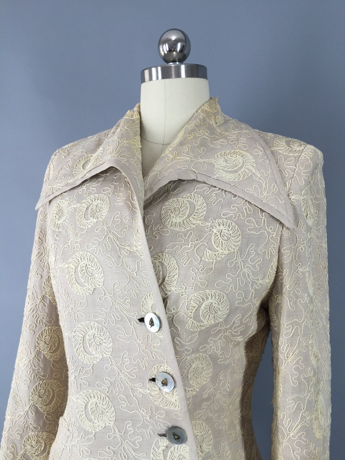 Vintage 1940s Jacket / Soutache Embroidery