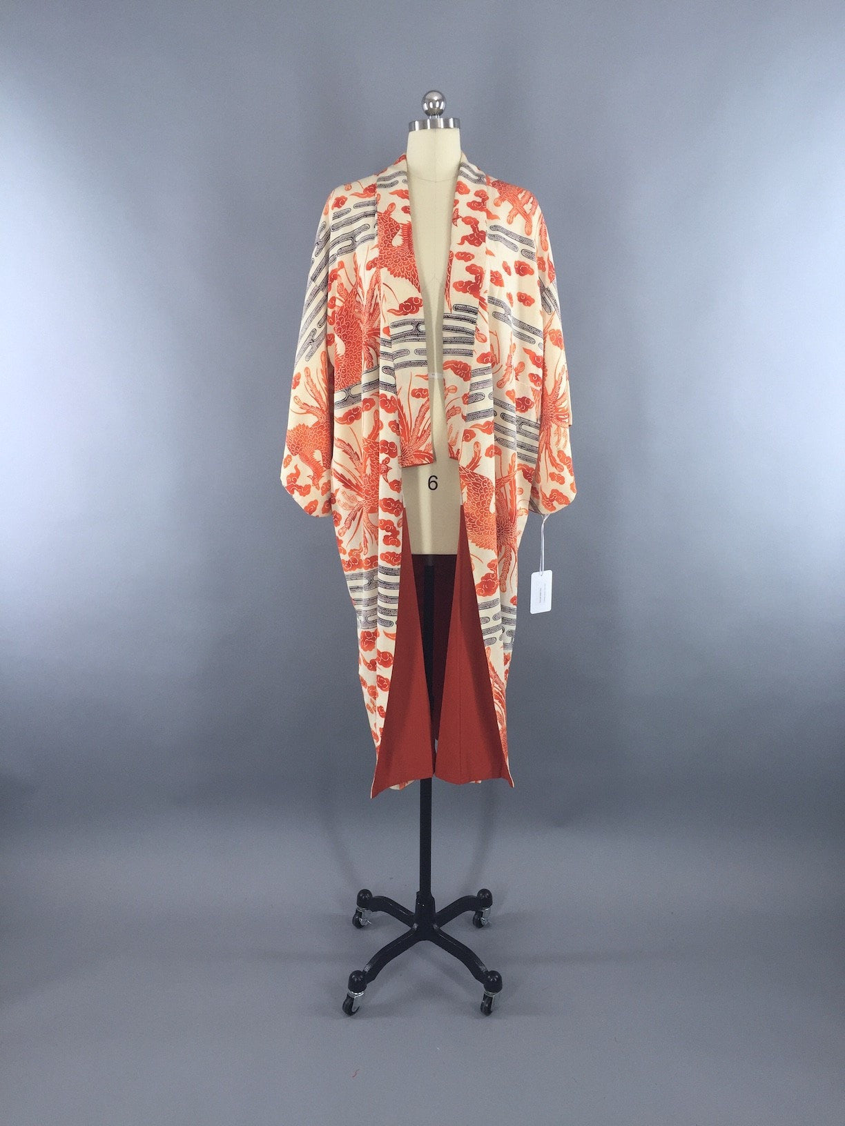 Vintage 1940s Silk Kimono Robe Orange Phoenix Birds – ThisBlueBird