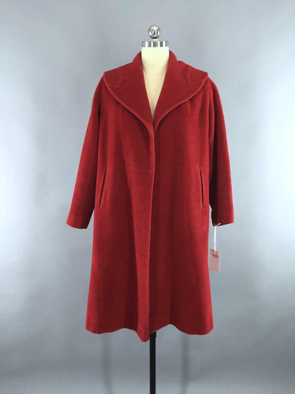 Vintage 1950s Red Charmosa Wool New Look Swing Coat