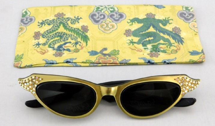 Vintage 1950s Rhinestone Cat Eye Sunglasses Frames