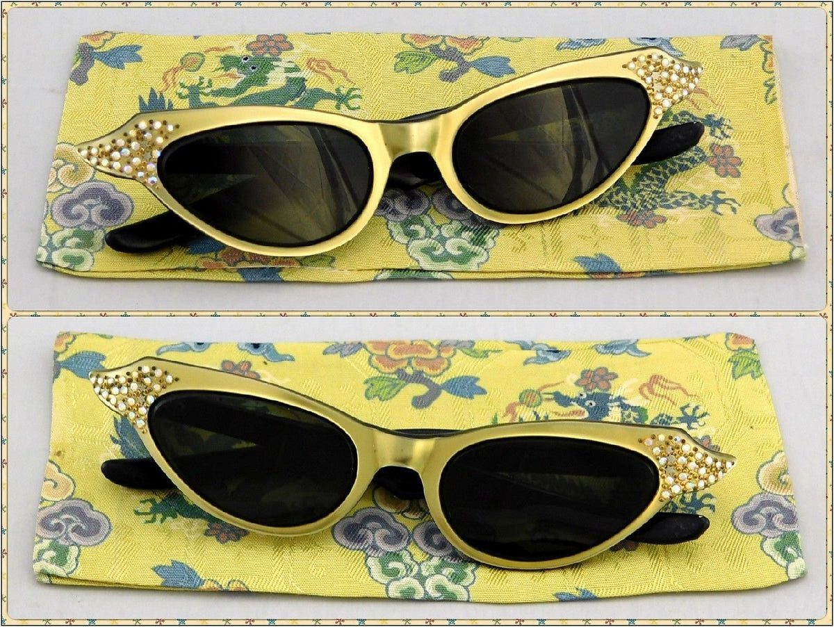 Vintage 1950s Rhinestone Cat Eye Sunglasses Frames 