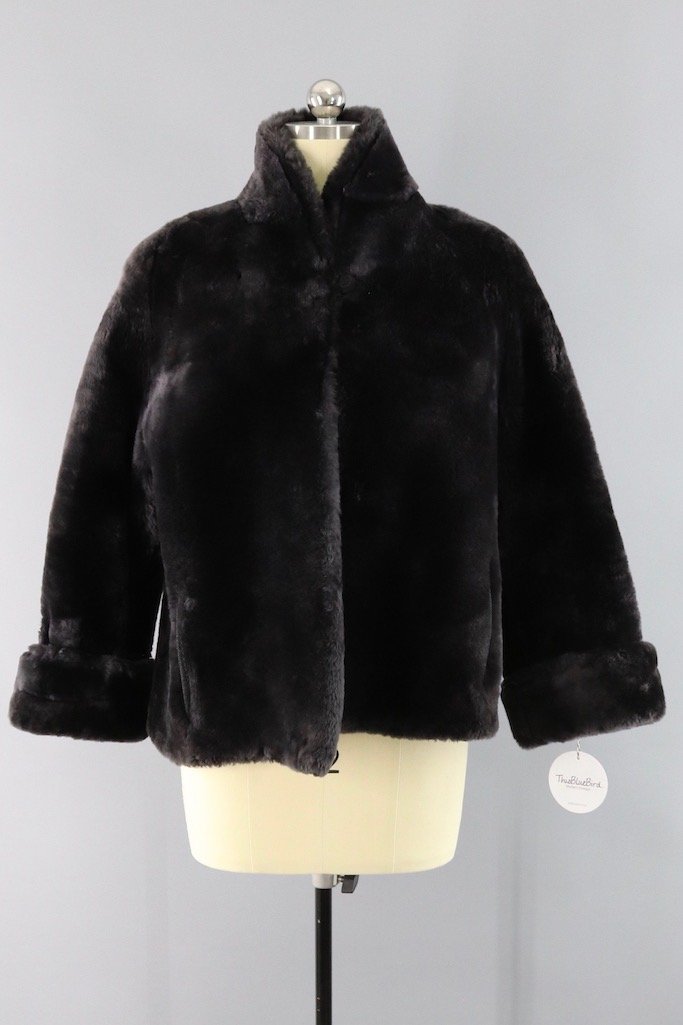 Vintage 1950s Sheared Lamb Mouton Fur Jacket