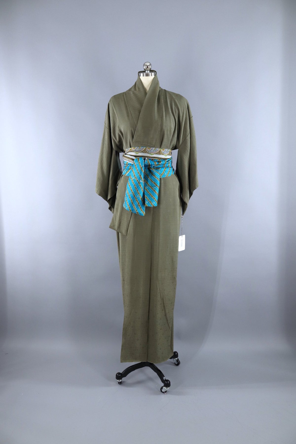 Vintage 1950s Silk Kimono Robe / Olive Army Green – ThisBlueBird