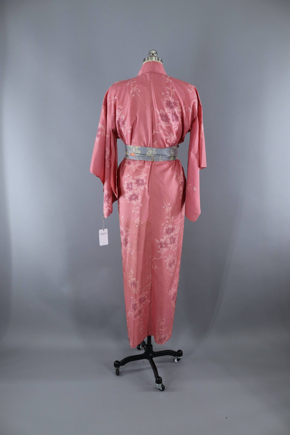 Vintage 1950s Silk Kimono Robe / Pink Stripes Floral – ThisBlueBird
