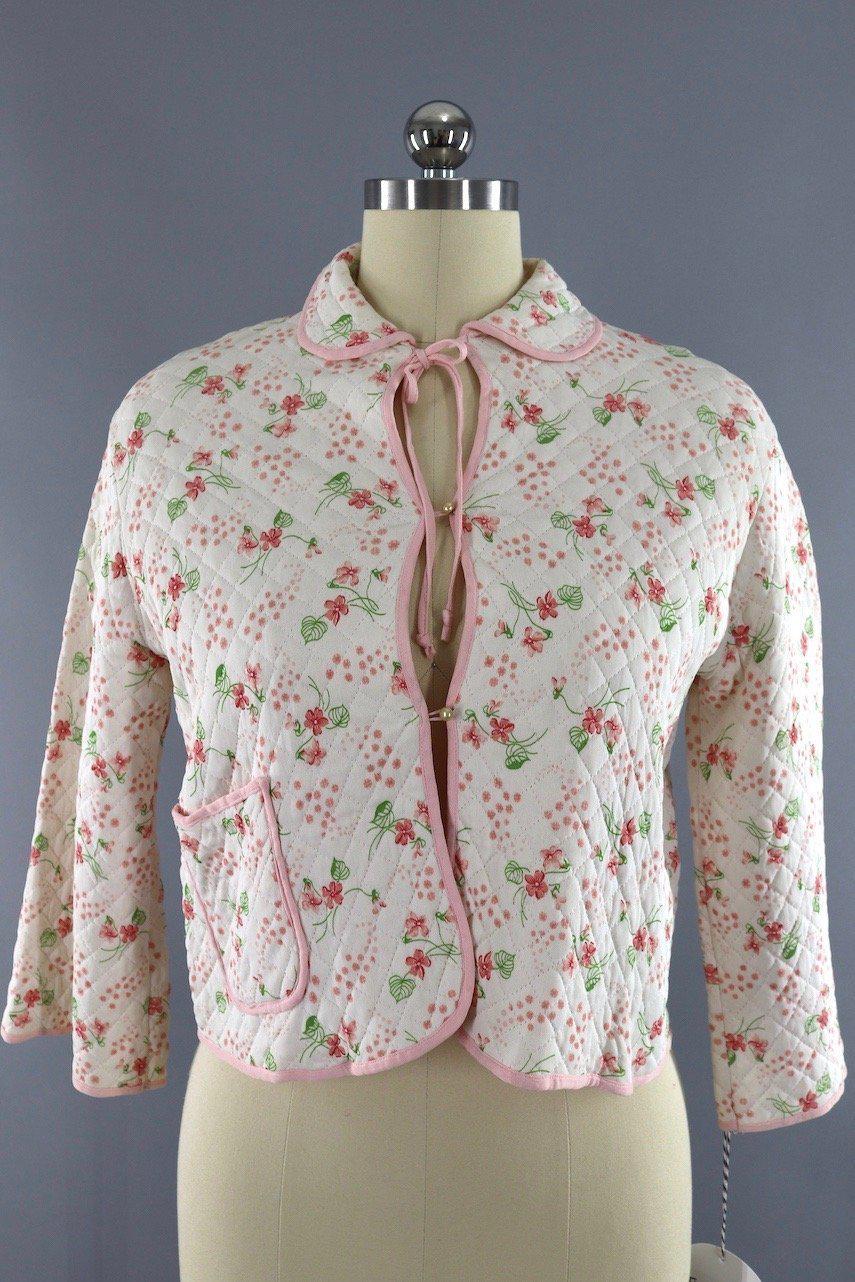 Vintage 1950s Winks Pink Floral Print Quilted Bed Jacket – ThisBlueBird