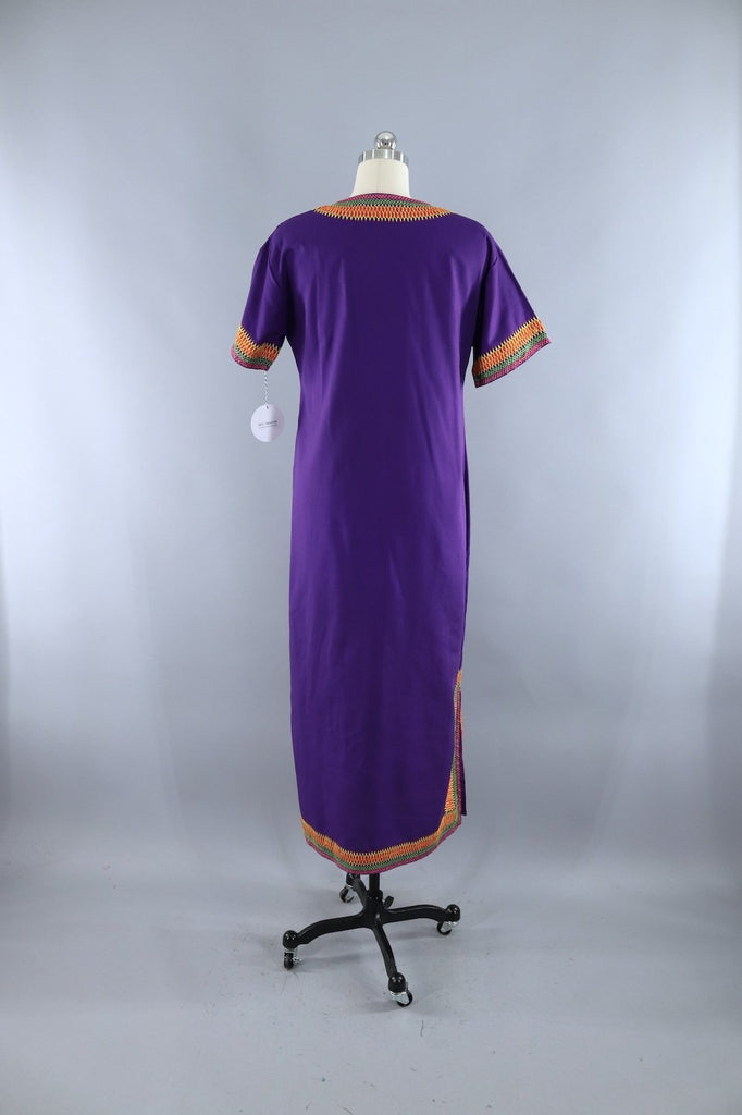 Vintage 1960s - 1970s Purple Embroidered Caftan Dress – ThisBlueBird