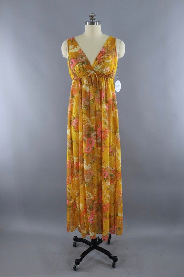 Vintage Golden Yellow Grecian Style Nightgown