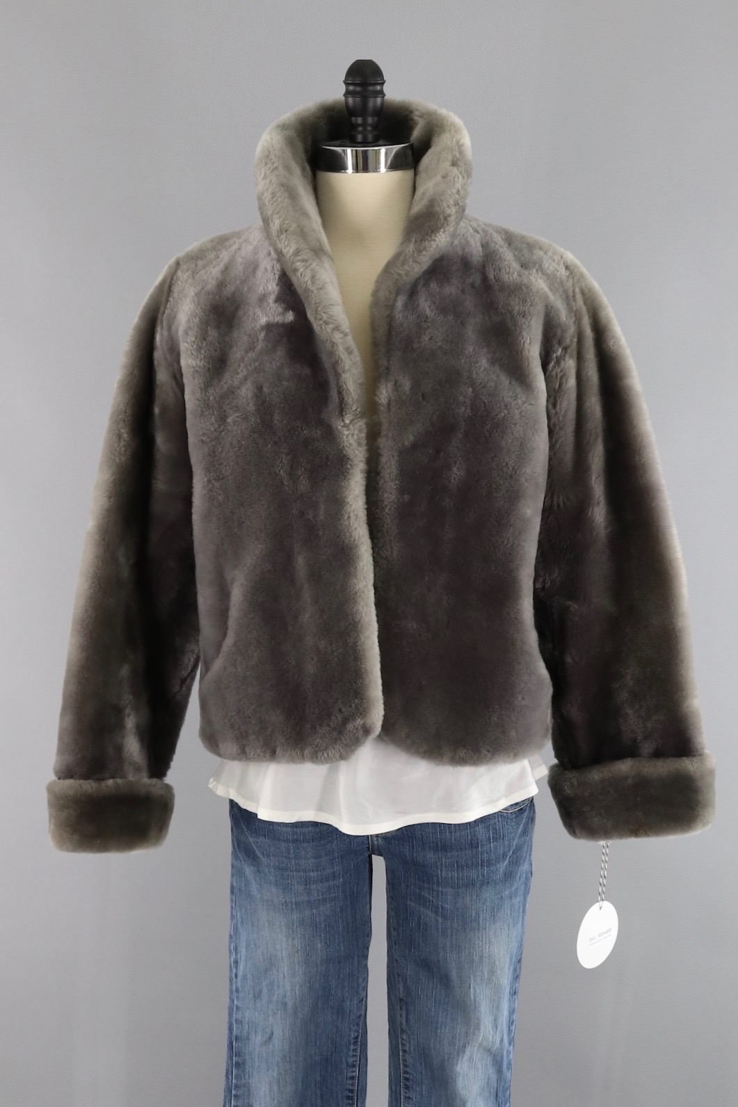 Vintage 1960s Grey Mouton Fur Jacket