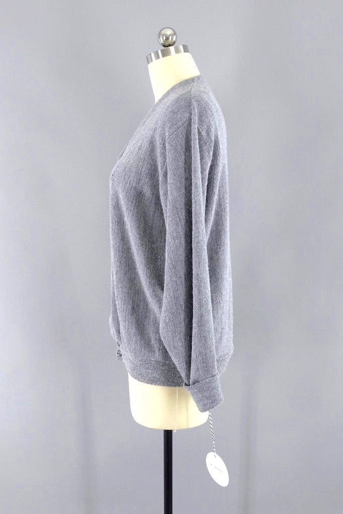 Vintage Grey Steeplechase Preppy Cardigan Sweater