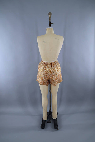 Vintage 1960s Hostess Dress & Shorts Set / Gold Brocade Disco ...