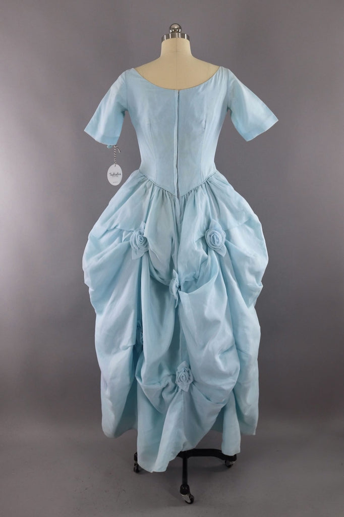 Vintage 1960s Sky Blue Formal Gown