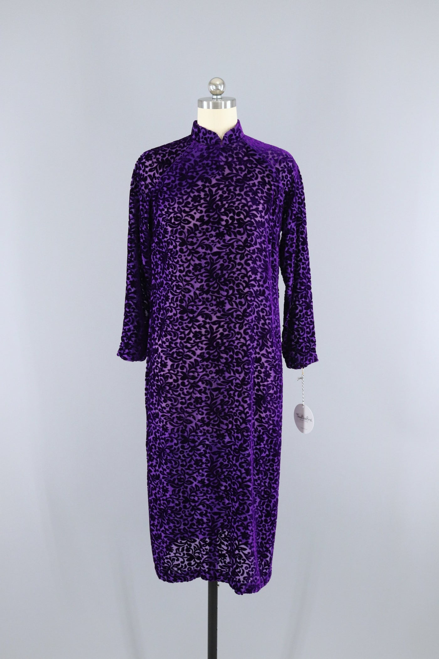 Vintage 1970s 1980s Ao Dai Vietnamese Dress / Sheer Purple Velvet Devo ...