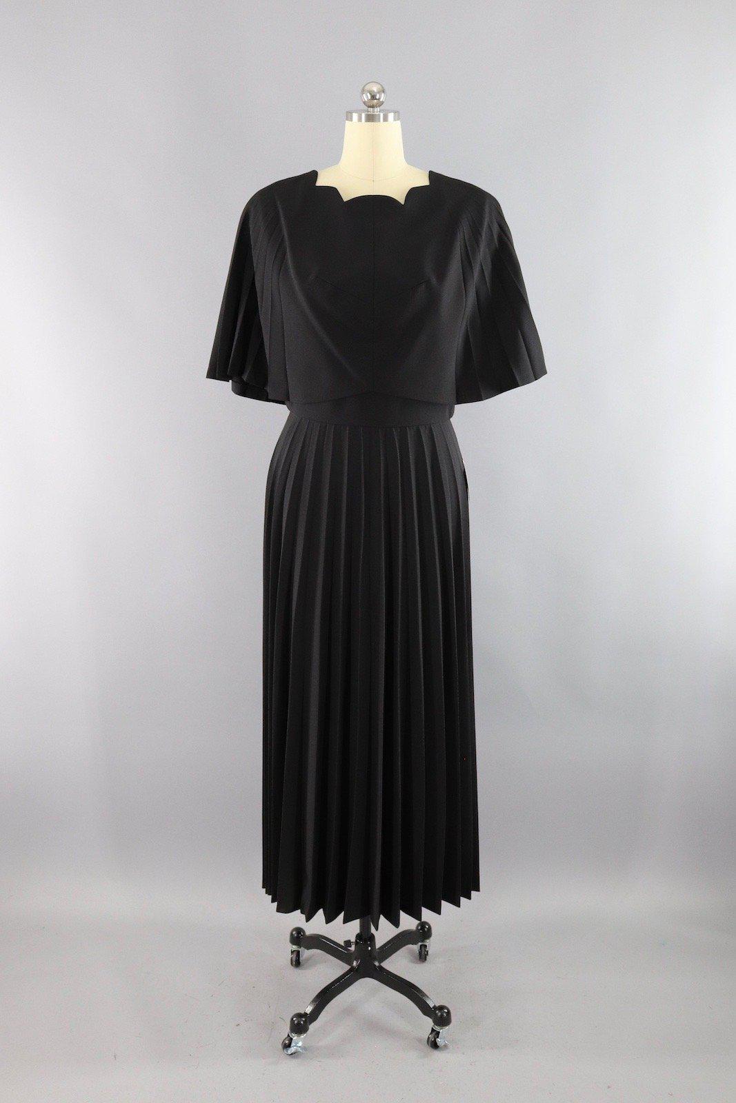 Vintage 1970s Black Capelet Maxi Dress – ThisBlueBird