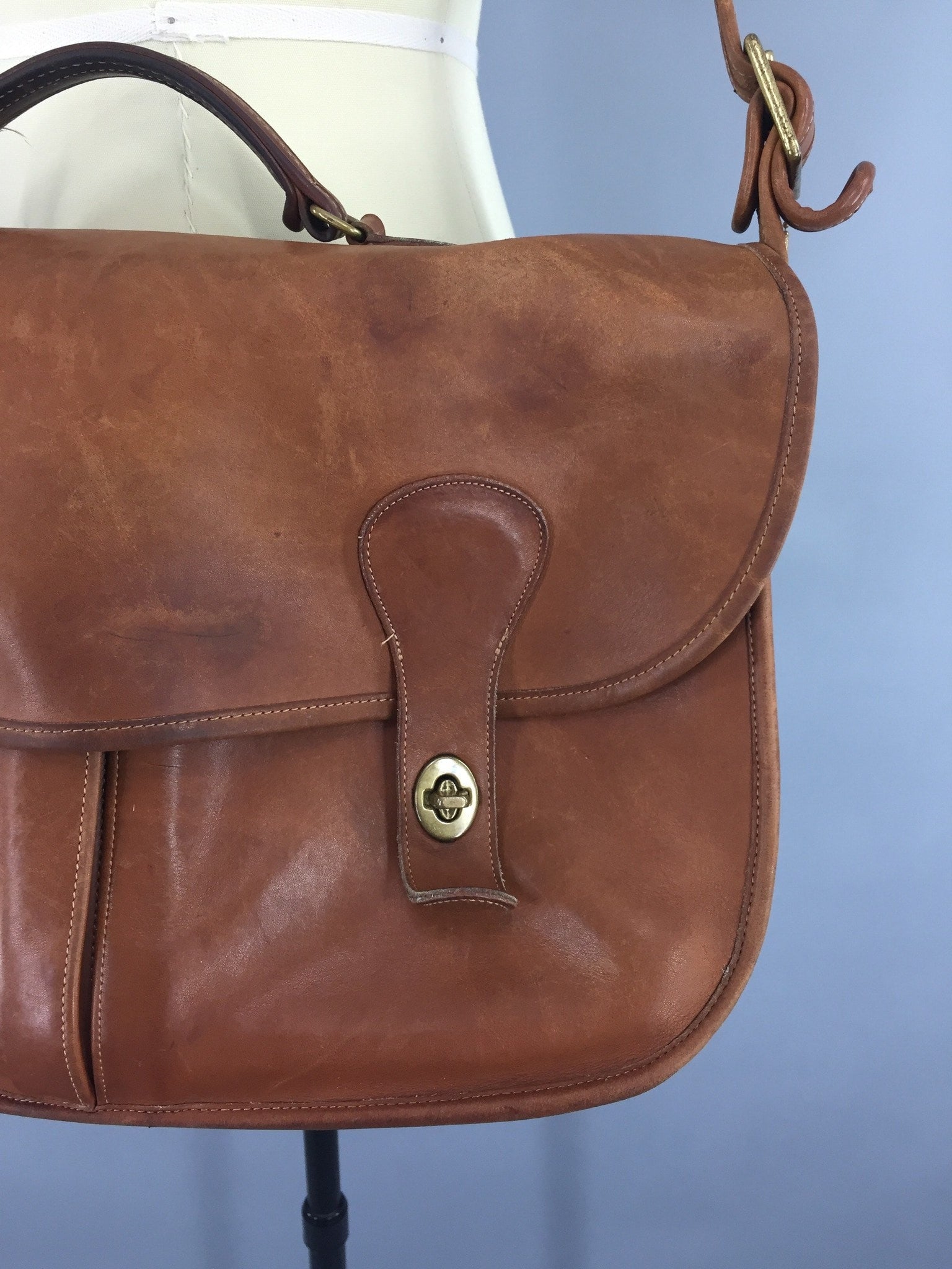 Vintage 1970s Coach Tan Leather Musette Messenger Bag