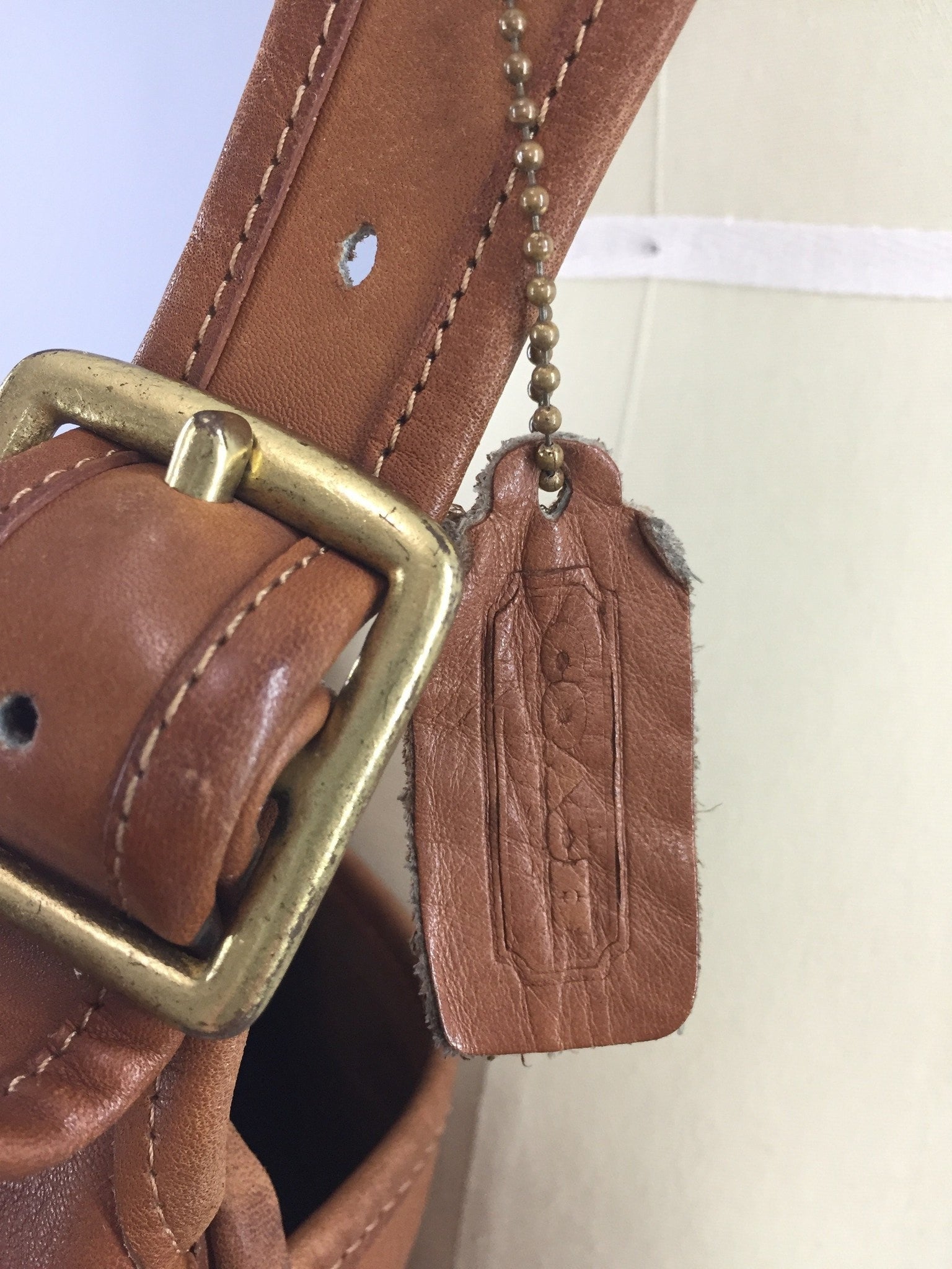 Vintage 1970s Coach Tan Leather Musette Messenger Bag