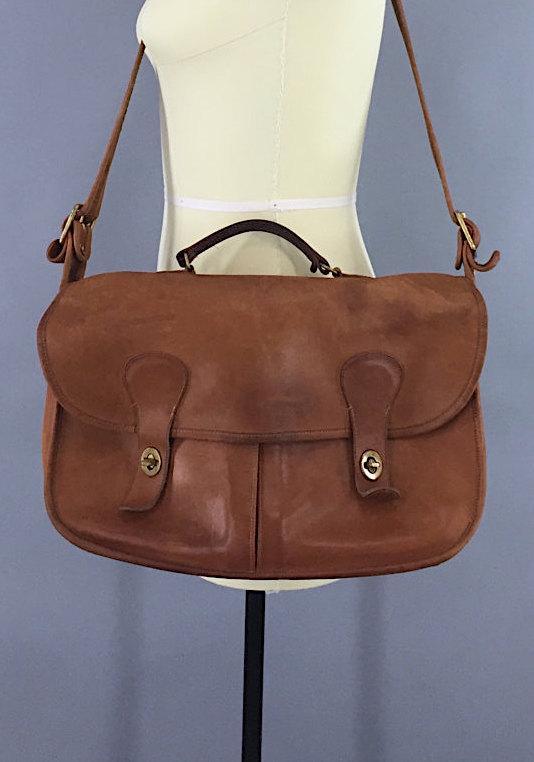 Vintage 1970s Coach Tan Leather Musette Messenger Bag