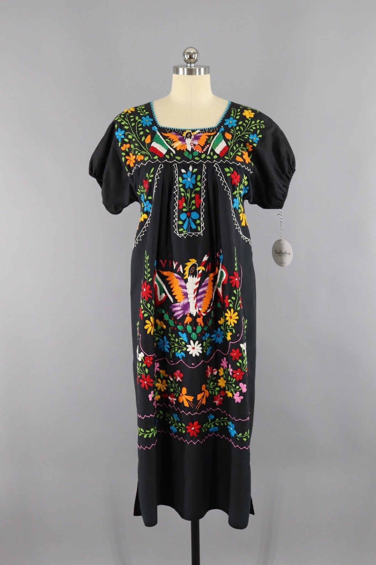 Vintage 1970s Oaxacan Mexican Embroidered Caftan Dress / Viva Mexico ...