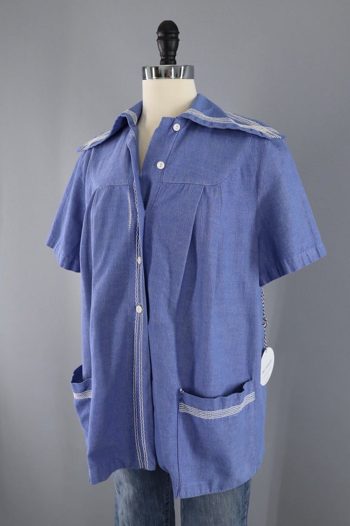 Vintage 1970s Sailor Style Chambray Maternity Shirt – ThisBlueBird