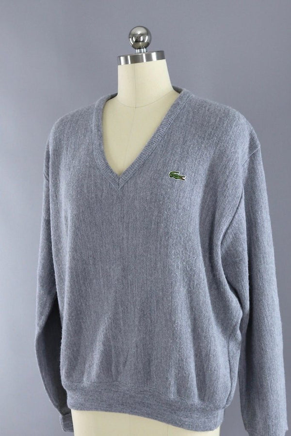 Vintage 1989s Grey Izod V-Neck Sweater