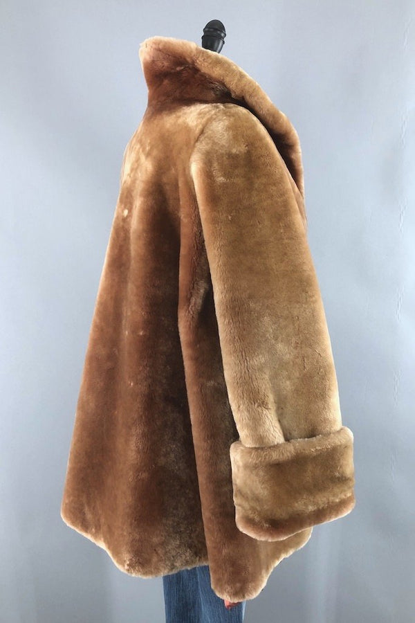 Vintage Caramel Mouton Fur Coat