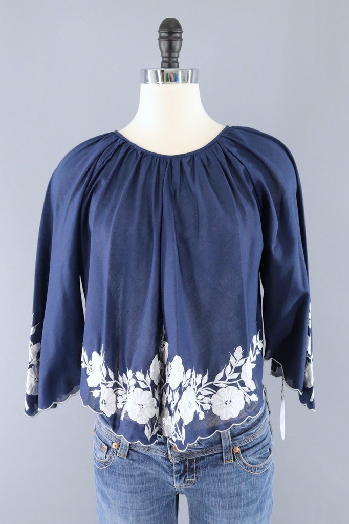 Vintage Cropped Embroidered Blouse – ThisBlueBird