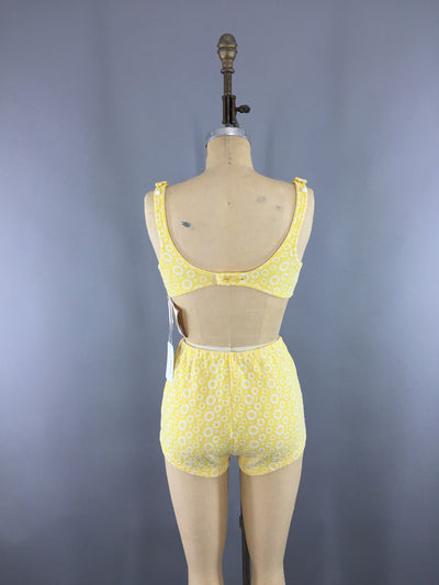 Vintage 1960s Bikini / Itsy Bitsy Teeny Weeny Yellow Polka Dots