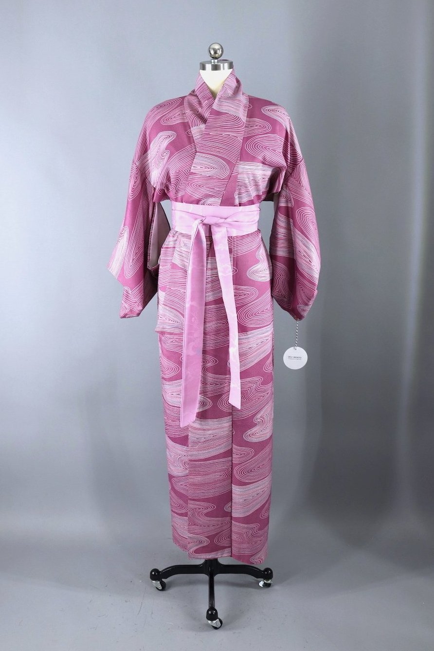 Vintage Kimono Robe / Purple Waves of Majesty – ThisBlueBird