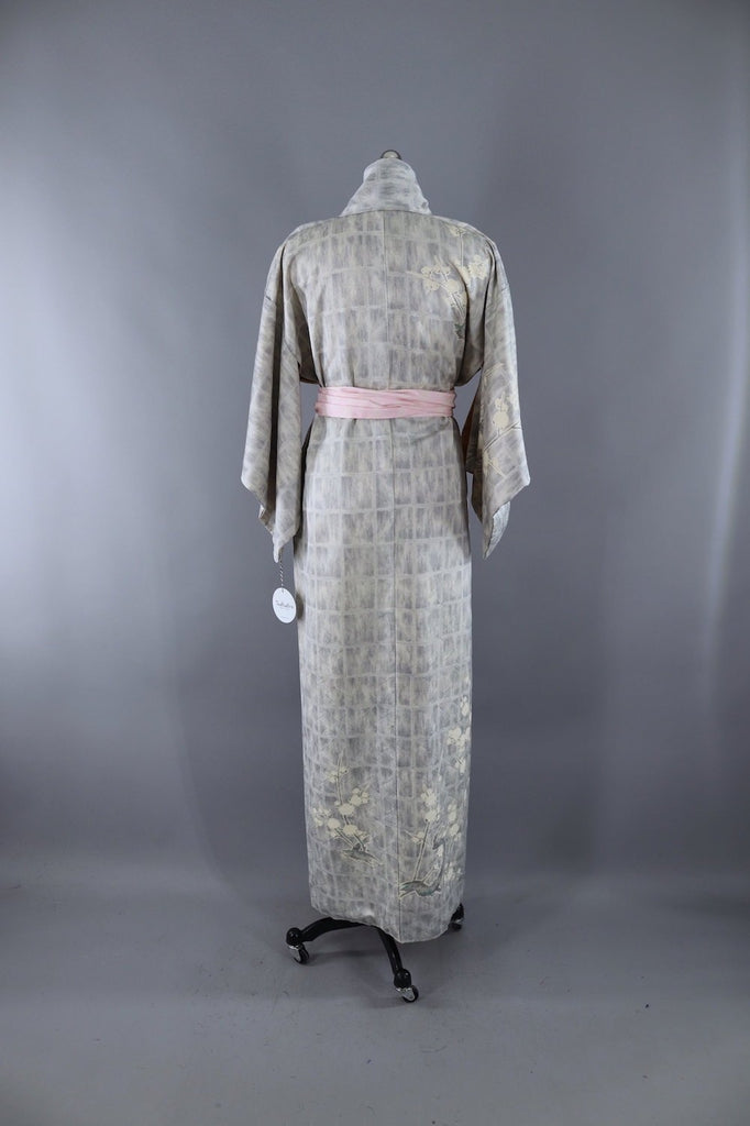 Vintage Silk Kimon Robe / Blue Grey Marbled Cherry Blossom – ThisBlueBird