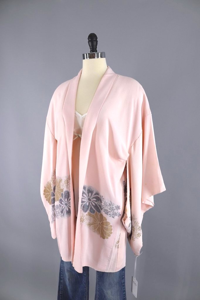 Vintage Pink Metallic Silk Kimono Cardigan – ThisBlueBird