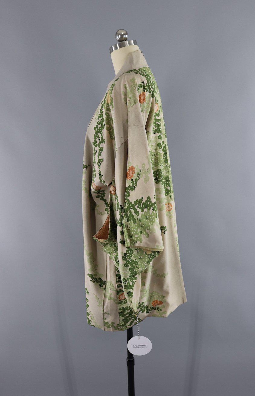 Vintage Silk Kimono Cardigan / Taupe Green Floral – ThisBlueBird