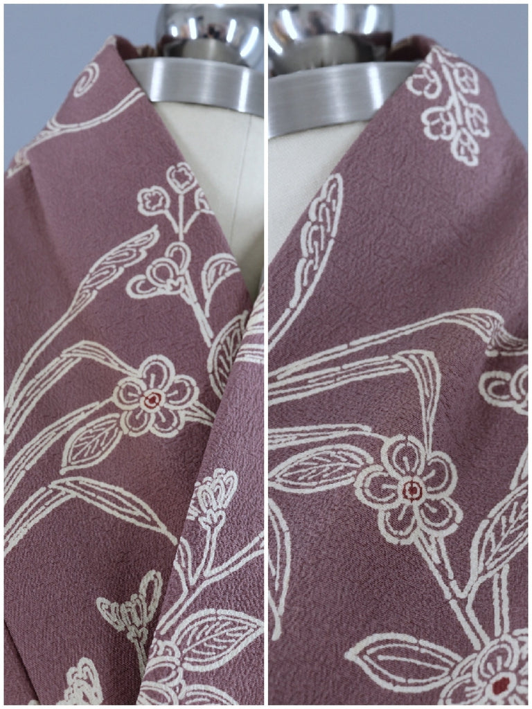 Vintage SIlk Kimono / Dusty Purple Floral