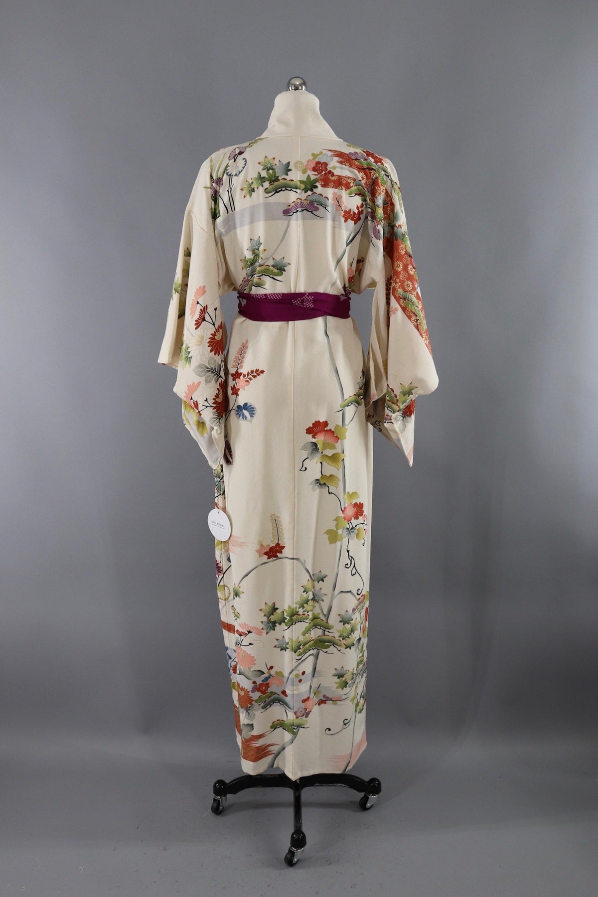 Vintage Silk Kimono Robe / Ivory Village Scene – ThisBlueBird