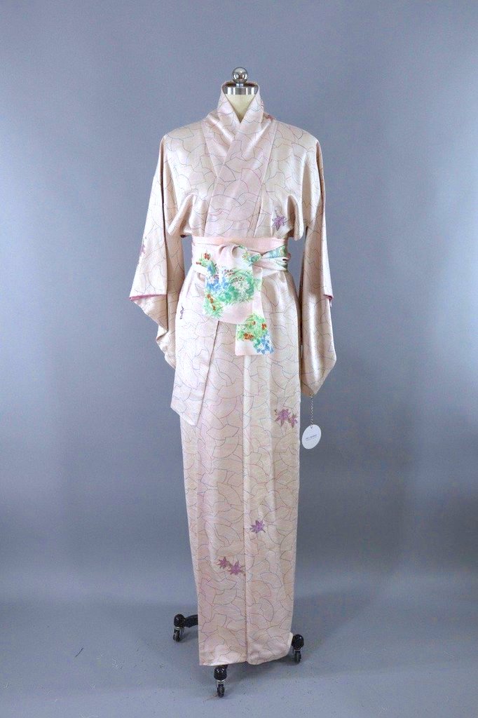 Vintage Orchid Pink Embroidered Silk Kimono Robe – ThisBlueBird