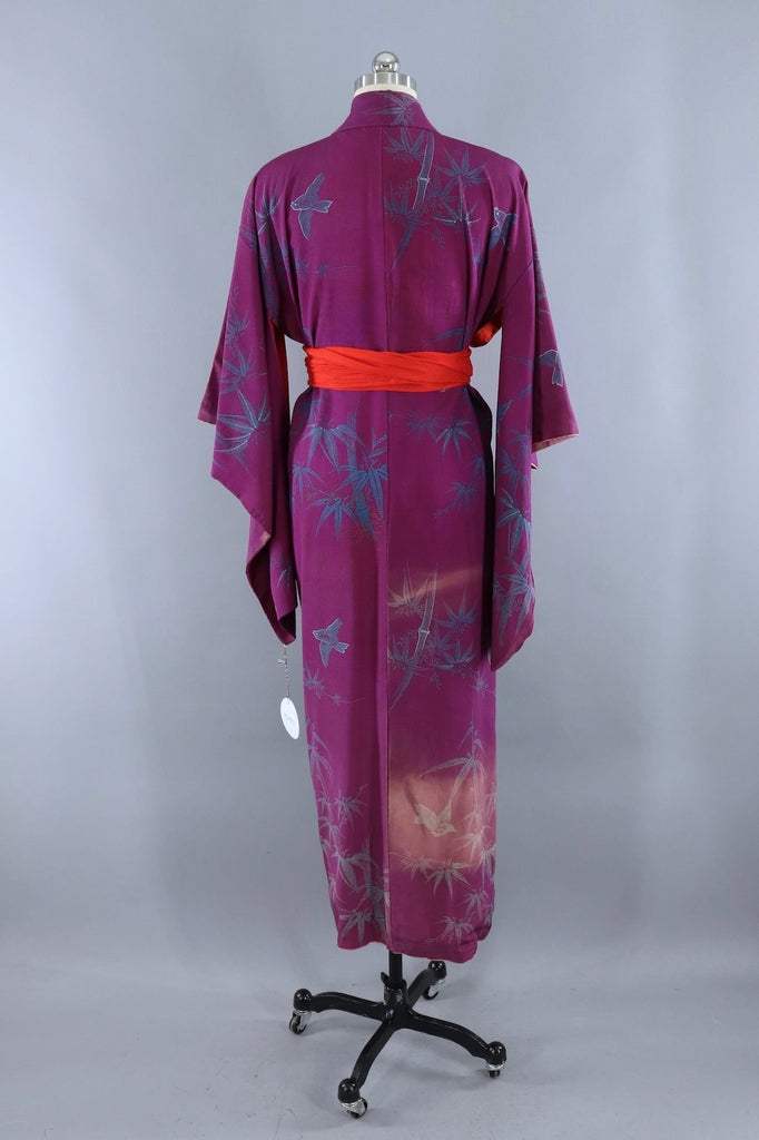Vintage Silk Kimono Robe / Purple Bluebirds – ThisBlueBird