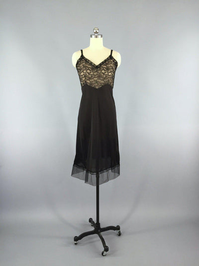 Vintage Slip / 1960s Black Lace Tulle – ThisBlueBird