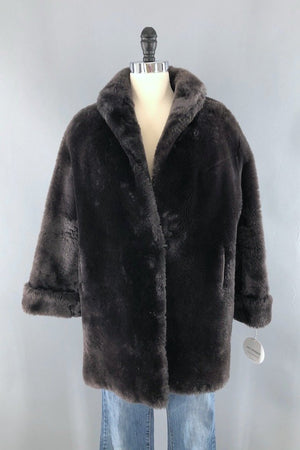 Vintage Smoke Grey Mouton Fur Coat