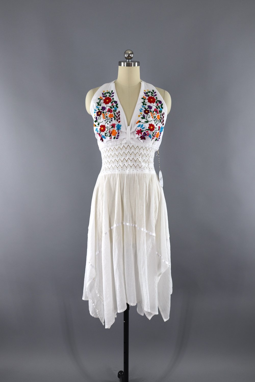 white cotton halter dress