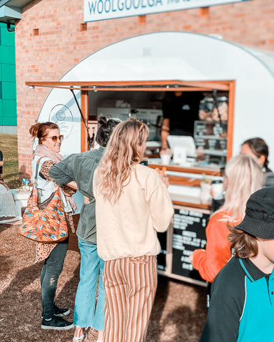 Coffee being served at a vintage style caravan in Woogloogla. 