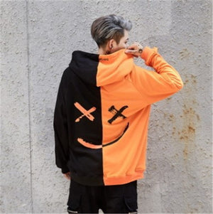 orange hoodie outfit men