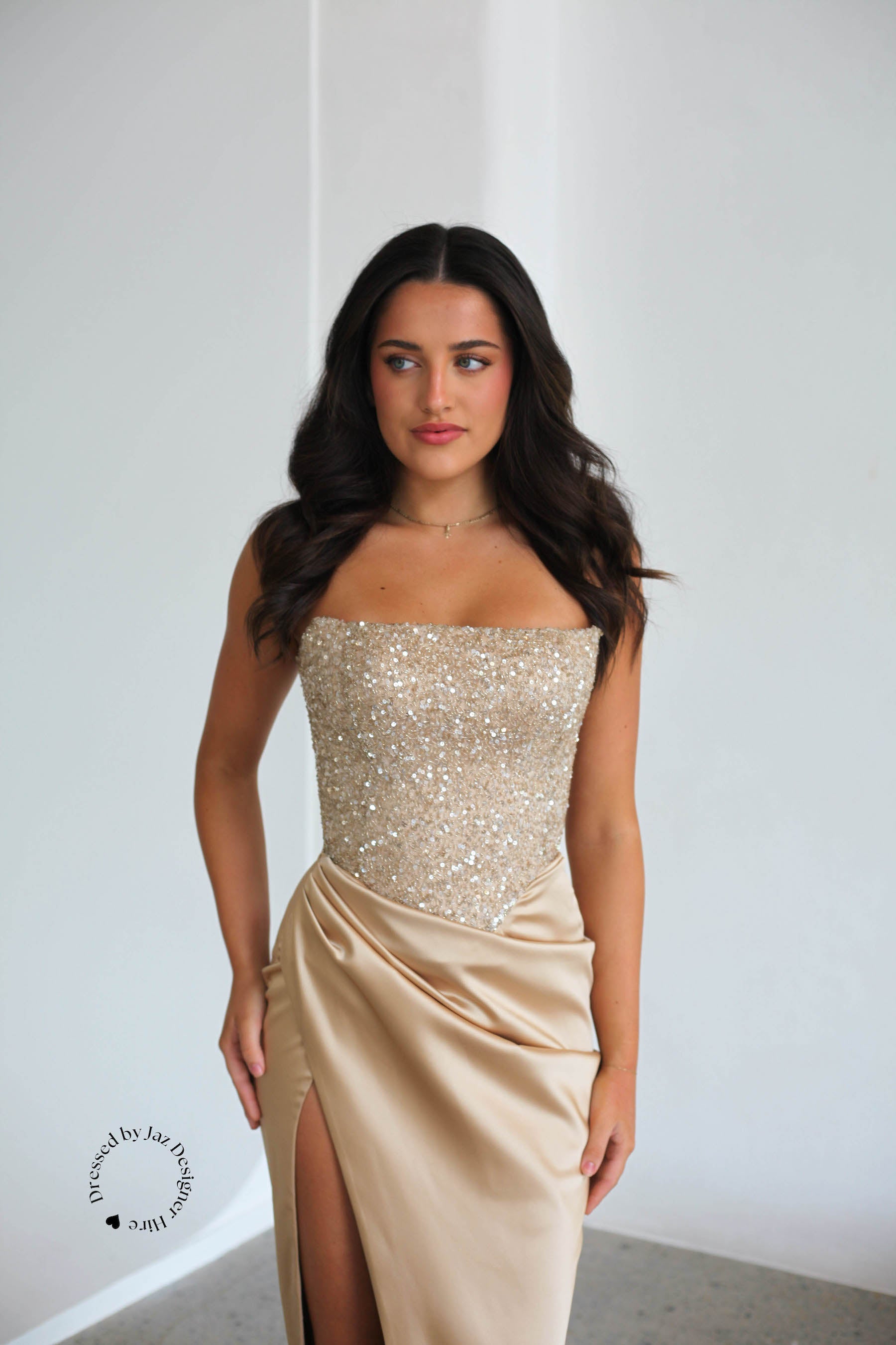 Diour Embellished Gown - Champagne