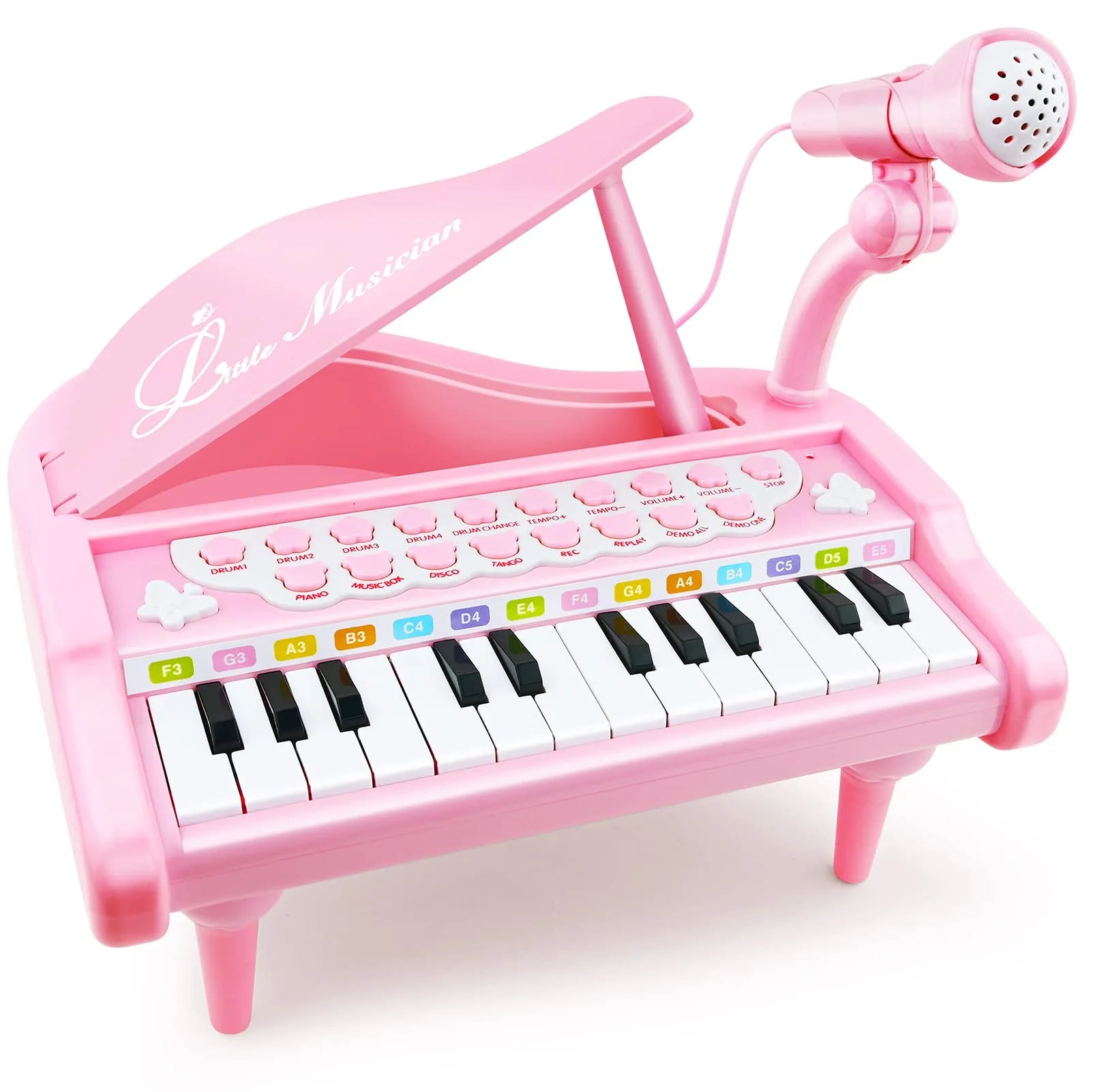 A Musical Keyboard with playful pink color and child-friendly features